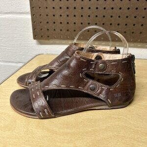 Bed Stu Soto Rustic Brown Leather Flat Gladiator Sandals Distressed Size 8